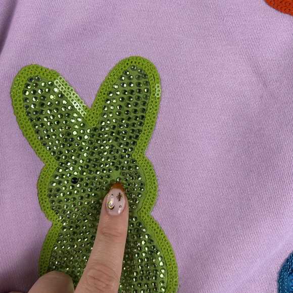 Queen Of Sparkles Shorts Womens XXL Purple Bunny Sequin Sweat Easter Lounge - Picture 10 of 16